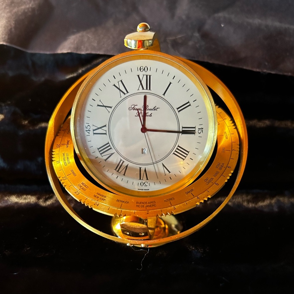 Vintage Jean Roulet Le Locle World Time Zone Clock